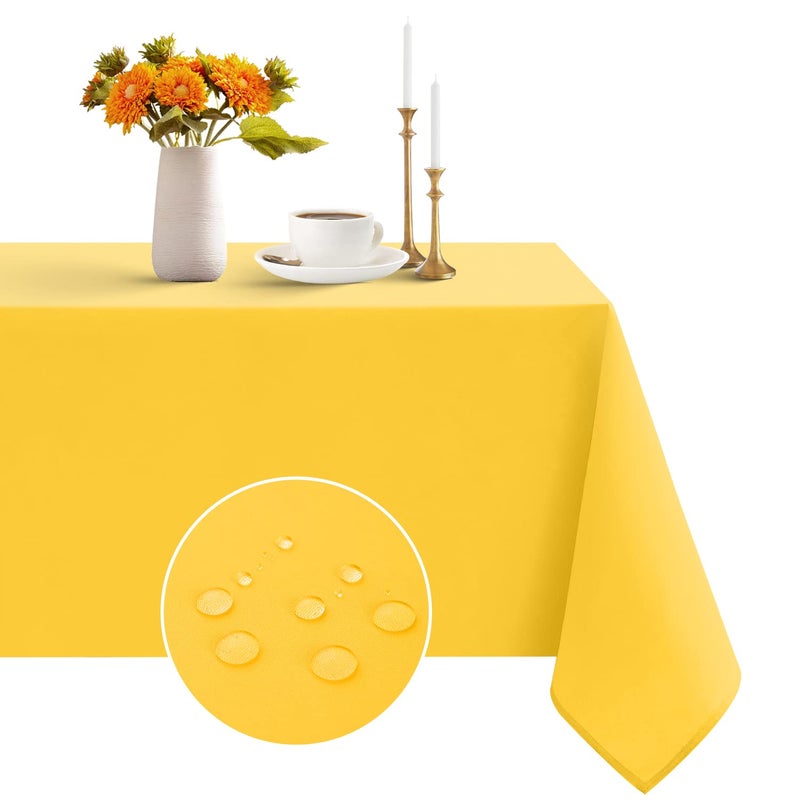 Romanstile Spring Rectangle Tablecloth - Waterproof and Wrinkle Resistant Washable Polyester Table Cloth for Kitchen Dining/Party/Wedding Indoor and Outdoor Use (60 x 84 inch, Yellow) - Image 1